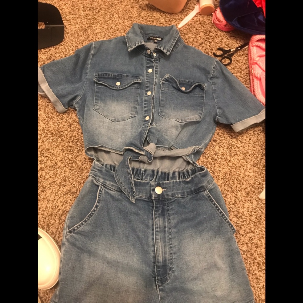 Fashion Nova Denim Romper